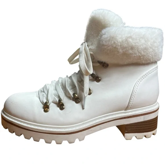BAMBOO White Lace-Up Fur Winter Boots - Picture 5 of 10